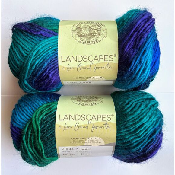 Lion Brand Landscapes Yarn, Blue Lagoon, Lot of 2, 100% Acrylic - Picture 1 of 4